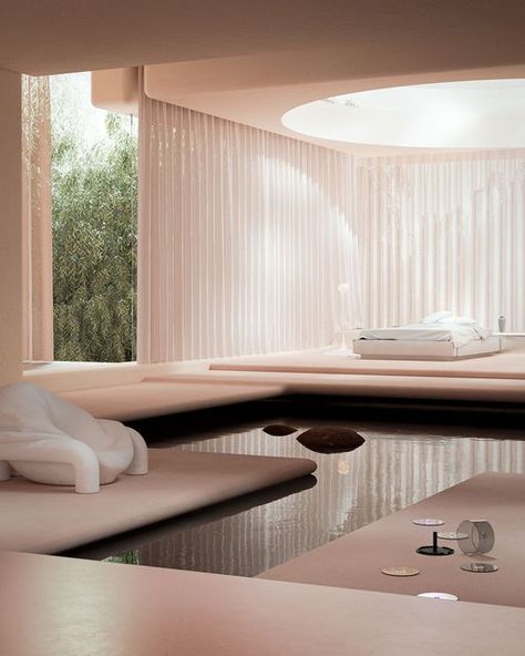 Paul Milinski on Instagram: "This is my bedroom. Waterbed👎 Water bedroom👌 #digitalartist #digitaldesigner #paul_milinski" Water Bedroom, Water Bed, Modern Exterior House Designs, Spa Design, Luxe Interiors, Dream Apartment, Hotels Design, Contemporary Living, Aesthetic Design