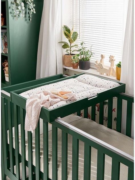 Green Nursery Furniture, Forest Green Nursery, Tiny Nursery, Nursery Furniture Collections, Small Nurseries, Baby Room Inspiration, Green Nursery, Baby Cot, Nursery Baby Room