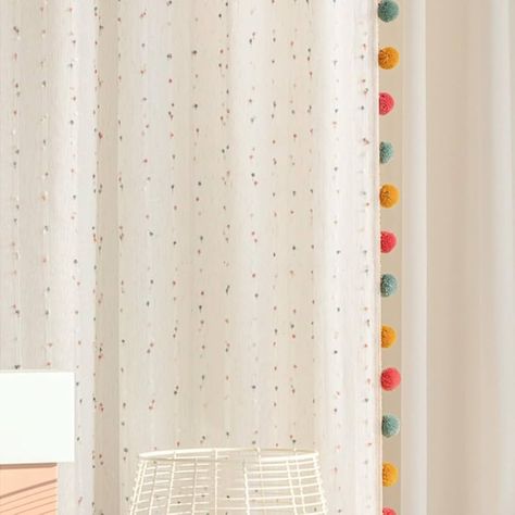 Amazon.com: Risuho 2 Panels Vintage Linen Sheer Curtains with Colorful Stripe Pom Pom for Girls Kids Room Embroidered Light Filtering Window Drapes for Nursery Bedroom Rod Pocket (White,W42 L84 inch) : Home & Kitchen Pompom Curtains, Playroom Curtains, Curtains For Nursery, Girls Rainbow Bedroom, Linen Sheer Curtains, Curtains For Kids, Light Filtering Curtains, Rainbow Curtains, Girls Bedroom Curtains