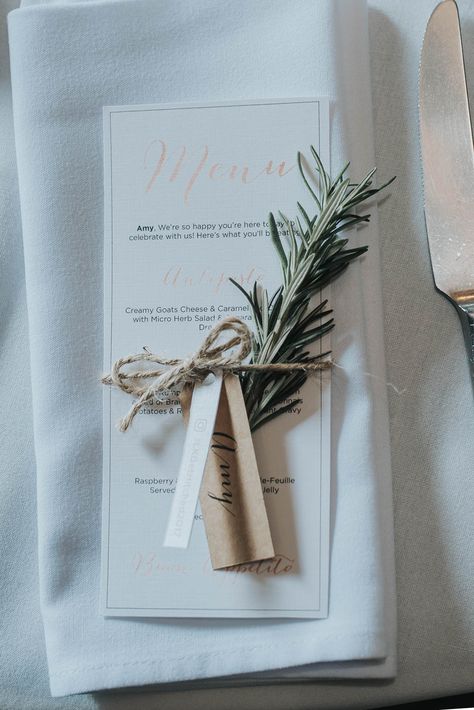 Menu Cards Ideas, Rosemary Wedding, Herb Wedding, Kraft Paper Tags, Wedding Of The Year, Wedding Place Settings, Wedding Menu Cards, Greek Wedding, Rock My Wedding