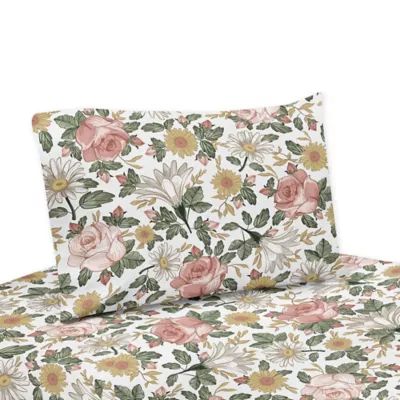 Transform your bedroom into a beautiful garden with the Sweet Jojo Designs Vintage Floral Sheet Set. The lovely, brushed microfiber sheet set features a vintage inspired wildflower floral print in pink and green shades. Green And Pink Bedding, Kids Bed Sheets, Designs Room, Kids Sheet Sets, Kids Sheets, Sweet Jojo Designs, Twin Mattress Size, Queen Mattress Size, Green Bedding