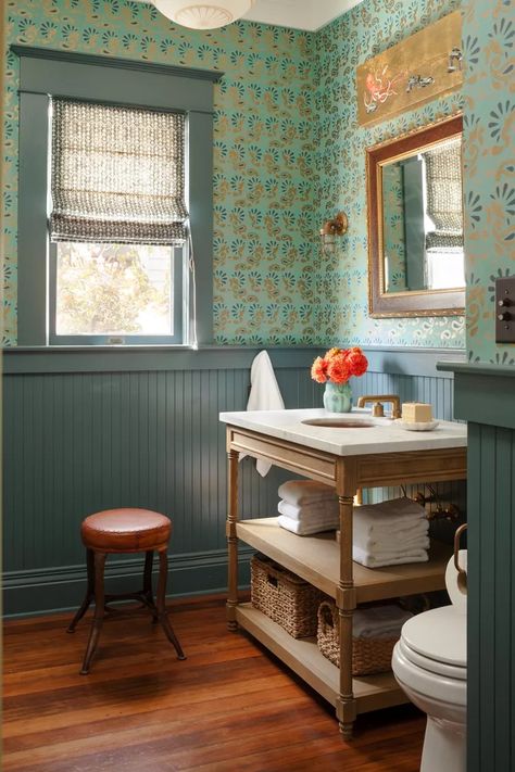 Gorgeous Wainscoting Ideas for Every Room Transitional Powder Room, Painted Beadboard, Bathroom Wainscoting, Traditional Powder Room, Wainscoting Ideas, Installing Wainscoting, Painted Wainscoting, Beadboard Wainscoting, Wainscoting Bathroom