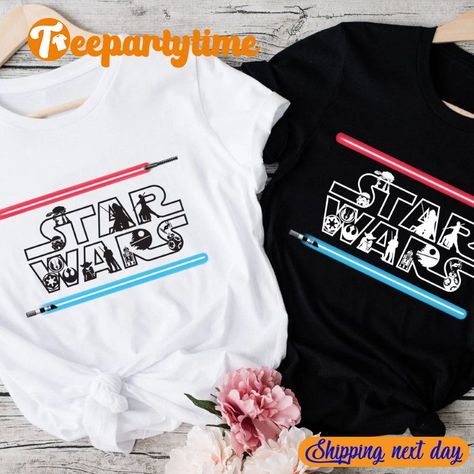 Shirts For Couples, Disney Couple Shirts, Star Wars Shirt, Disney Trip Shirts, Star Wars Disney, Disneyland Shirts, Disney World Shirts, Star Wars Women, Disney Gift