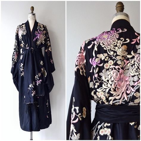 D E A R   G O L D E N on Instagram: “Rare antique Edwardian silk embroidered kimono wrapper - one of the most beautiful I’ve seen! . . . #deargolden #antiquekimono” Embroidery Kimono, Hand Beaded Embroidery, Embroidered Kimono, Kimono Design, Country Fashion, One Clothing, Silk Kimono, Satin Stitch, Costume Outfits