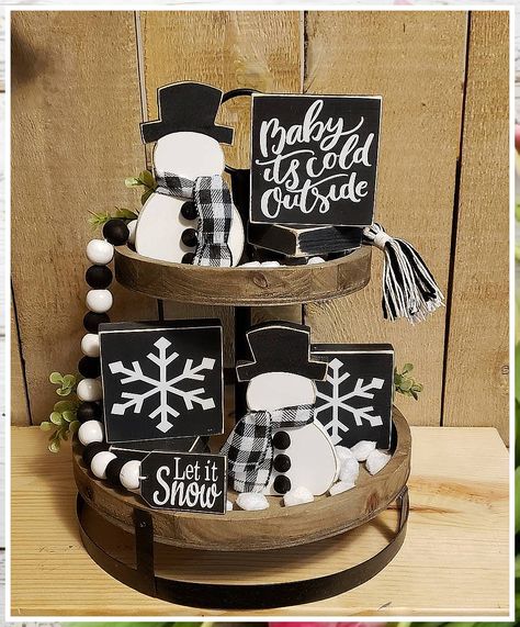 Winter Home Decor Entryway - Relax, we've got you covered. Here you'll be able to buy all the supplies you need. Click to visit now. Snowman Tiered Tray, Winter Tray, Christmas Tier Tray, Winter Tiered Tray Decor, Tray Decor Christmas, Small Snowman, Tiered Tray Diy, Diy Closet, Decor Bundle