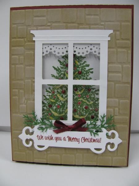 Paintings Christmas, Diy Christmas Paintings, Window Cards, Homemade Christmas Cards, Stampin Up Christmas Cards, Christmas Card Crafts, Frame Card, Diy Christmas Cards, Mini Christmas Tree