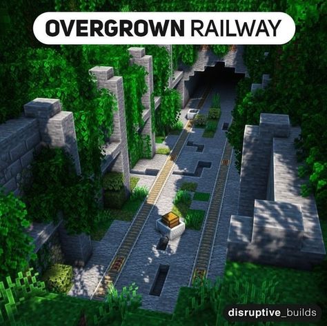 Minecraft Underground Railway, Minecraft Minecart Track Ideas, Minecraft Infrastructure, Minecraft Ruins Ideas, Minecraft Railroad, Minecraft Roads Design, Minecraft Gate Ideas, Minecraft Pathway, Minecraft Railway Ideas