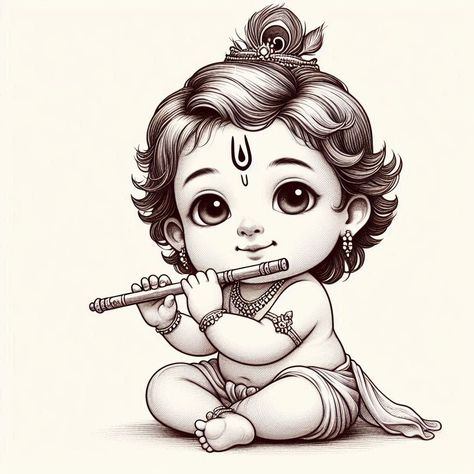 Baby Krishna Sketch, Mehndi Painting, God Outline, Little Krishna Sketch, Flute Drawing, God Drawing, Aries Art, Krishna Drawing, Artwork Wallpaper