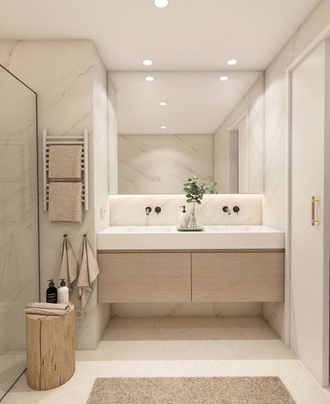 Experience the allure of timeless elegance with our modern bathroom ideas! Embrace classic design elements, sophisticated fixtures, and refined aesthetics that stand the test of time. Create a bathroom that exudes grace and opulence, turning every visit into a luxurious experience. Let your space become a haven of enduring beauty and sophistication. ✨🚿 #timelesselegance #classicdesign #sophisticatedstyle #refinedluxury #modernbathroom Minimalist Bathroom Design, Modern Bathroom Remodel, Bathroom Inspiration Modern, Beige Bathroom, Bathroom Redesign, Bathroom Design Inspiration, Bathroom Design Decor, Bathroom Inspiration Decor, Apartment Bathroom