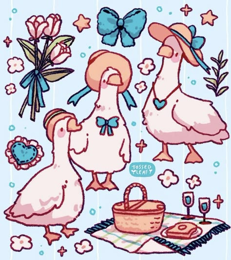 Goose Drawing, Aesthetic Highlight Covers Instagram Pink, Props Art, Creative Drawing Prompts, Art Tools Drawing, Little Doodles, Sketchbook Inspiration, A Picnic, Cute Little Drawings