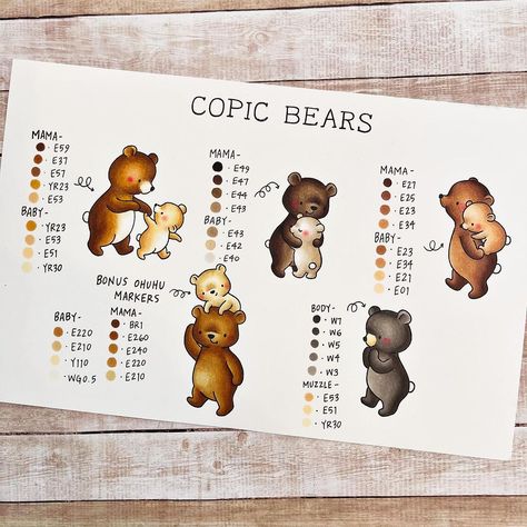 Another copic critter coloring guide! Bears are super fun and surprisingly versatile to color! We have beautiful black bears on our… | Instagram Copic Color Combos, Copic Combinations, Spectrum Noir Markers Coloring, Copic Marker Color Chart, Copic Tips, Copic Combos, Copic Color Chart, Copic Tutorials, Copic Markers Tutorial