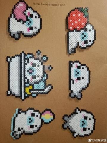 Cute Perler Beads, Kawaii Perler, Cute Perler, Perler Bead Ideas, Perler Bead Designs, Colorful Crafts, Melt Beads Patterns, Easy Perler Bead Patterns, Nerd Crafts