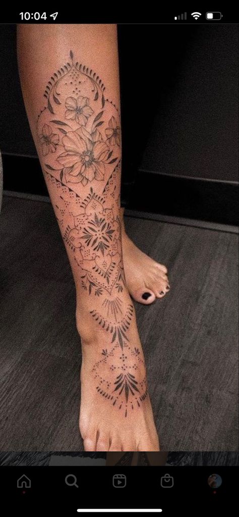 Lower Leg Tattoos, Mandala Flower Tattoos, Full Leg Tattoos, Hand And Finger Tattoos, Tattoos For Women Half Sleeve, Small Pretty Tattoos, Ornamental Tattoo, Sun Tattoos, Calf Tattoo