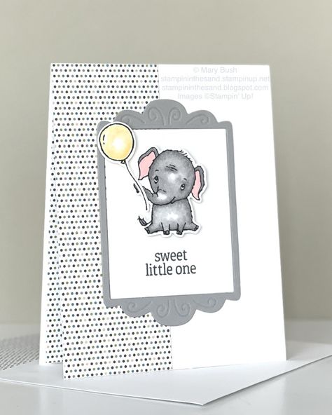 Stampin Up Elephant Parade, Fabulous Frames Dies, Stampin Up Baby Cards, Sweet Elephant, Baby Birthday Card, Balloon Card, Welcome Baby Cards, Baby Cards Handmade, Elephant Parade