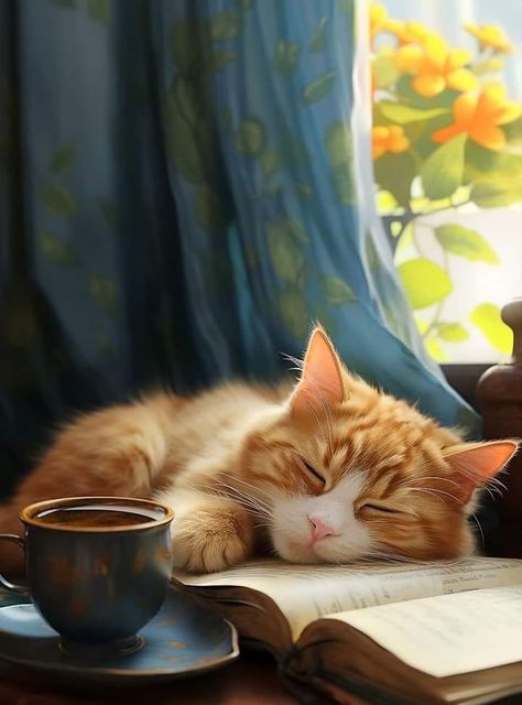 Funny Cat Names, Image Chat, Gorgeous Cats, Soyut Sanat Tabloları, Orange Cats, Cat Artwork, Cat Books, Cats Illustration, Cat Sleeping