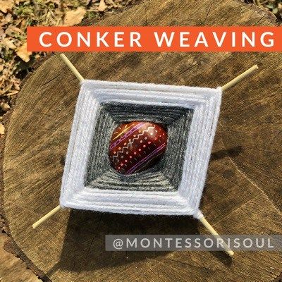 Conker weaving | MontessoriSoul Conkers Craft, Poppy Tutorial, Knitted Poppies, Family Day Care, Eco Friendly Art, Year 8, Safety Gloves, Finger Knitting, Forest School