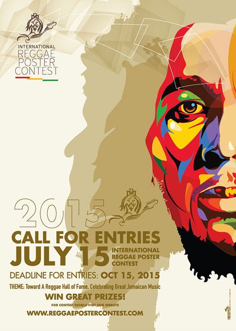 International Reggae Poster Contest 2015 Art Contest Poster Design, Art Contest Poster, Art Competition Poster, Museum Flyer, Reggae Poster, Art Flyer, Contest Poster, Rasta Art, Roots Reggae