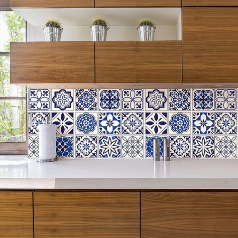 Vintage Kitchen Tile, Grey Tile Pattern, Vinyl Backsplash, Home Stickers, Mosaic Tile Stickers, Stick Tile Backsplash, Peel N Stick Backsplash, Traditional Tile, Moroccan Tiles