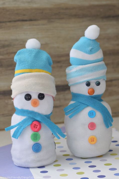 Make A No Sew Sock Snowman, Snowman Hat Using Baby Socks, Sock Snowmen With Rice, Snowman Made Of Baby Socks, Sick Snowmen Sock Snowman, Sock Snowman Craft, Sock Snowman, Kid Friendly Crafts, Diy Snowman