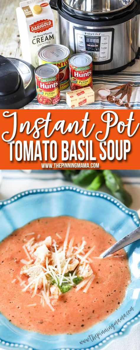 This is AMAZING! Instant Pot Creamy Tomato Soup- Just a few ingredients and a few minutes to this easy soup recipe! Makes a great winter lunch or dinner! Creamy Lasagna, Easy Soup Recipe, Winter Lunch, Creamy Tomato Basil Soup, Electric Pressure Cooker Recipes, Soup Easy, Basil Soup, Creamy Tomato Soup, Instant Pot Soup Recipes