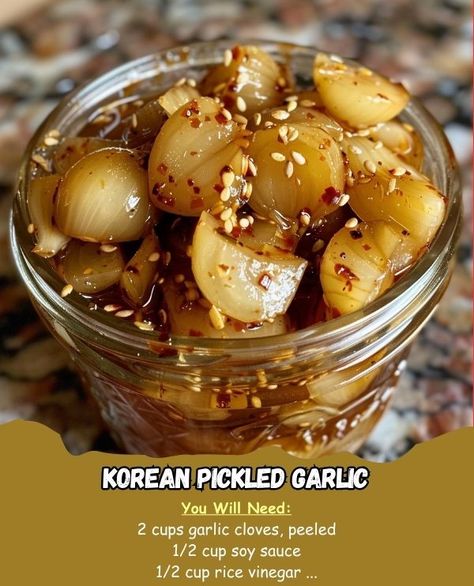 Korean Pickled Garlic, Spicy Pickled Vegetables Recipe, Marinated Garlic, Pickle Vegetables, Pickled Things, Pickle Party, Pickled Celery, Pickled Vegetables Recipe, Fermented Pickles