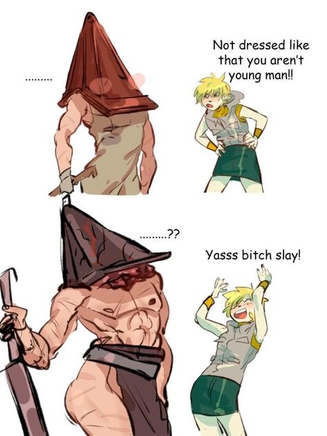 Hot Pyramid Head Fanart, Silent Hill Pyramid Head Fanart, Pyramid Head X Y/n, Pyramid Head X Ghostface, James X Pyramid Head, Dbd Pyramid Head, Pyramid Head Dbd, How To Draw Horror, Two Characters Poses Reference