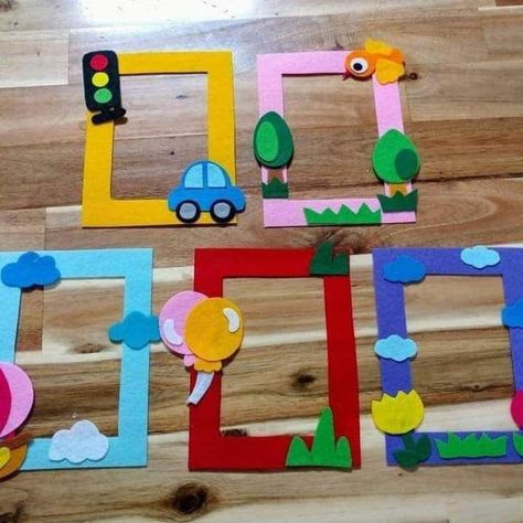 Frames Diy Crafts, Photo Frame Crafts, Foto Frame, School Kids Crafts, Preschool Classroom Decor, Class Decoration, Fathers Day Crafts, Paper Crafts Diy Kids, Frame Crafts