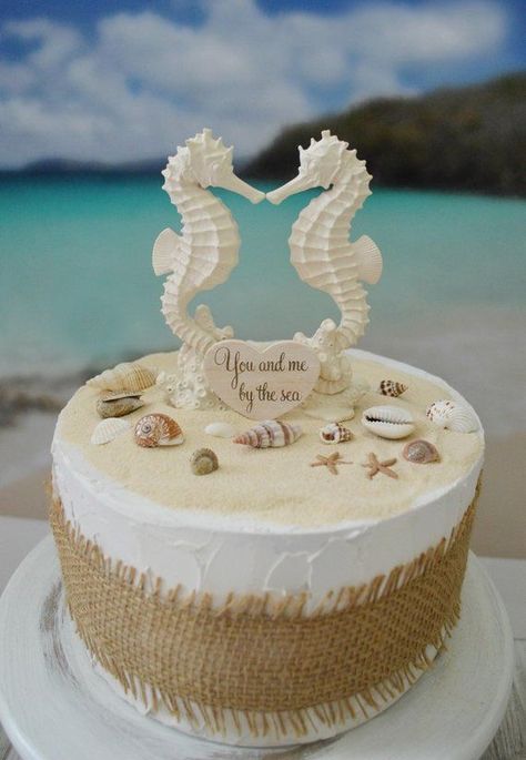 Wedding Cakes Beach, Beach Cake Topper, Bride Cake, Beach Cake, Beach Themed Wedding, Beach Wedding Decorations Reception, Beach Cakes, Beach Wedding Cake, Themed Wedding Cakes