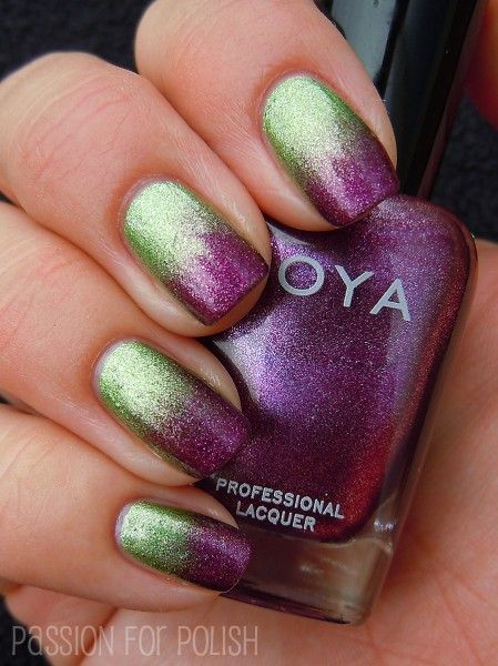 Halloween Nails Green, Purple Green Nails, Purple And Green Nails, Nail Polish Manicure, Pretty Nail Colors, Polish Manicure, Zoya Nail, Crazy Nails, Great Nails