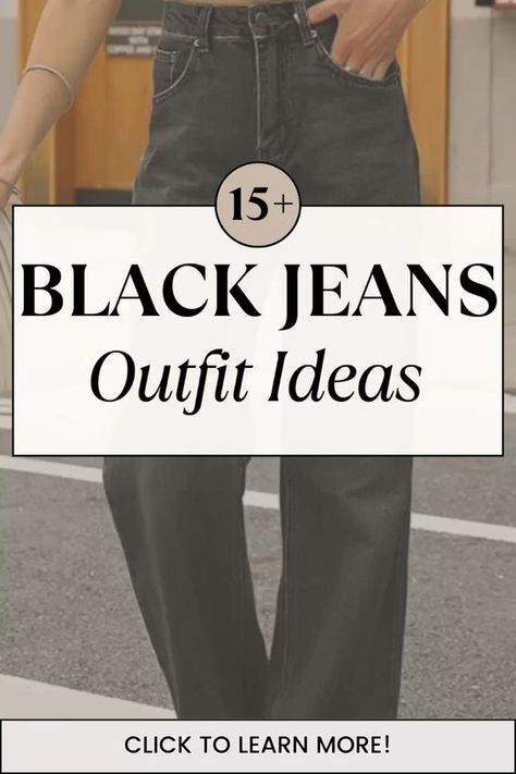 Here are 15+ black jeans outfit ideas that’ll clear up any indecisiveness when it comes to styling them. Click to read it! Black Jeans Trousers Outfit, How To Style Wide Leg Black Jeans, Tops To Wear With Black Jeans, Black Jean Summer Outfit, Summer Black Jeans Outfit, Black Wide Leg Jeans Outfit Summer, Faded Black Jeans Outfit Casual, Black Jeans Outfit Summer Casual, Black Jeans Summer Outfit