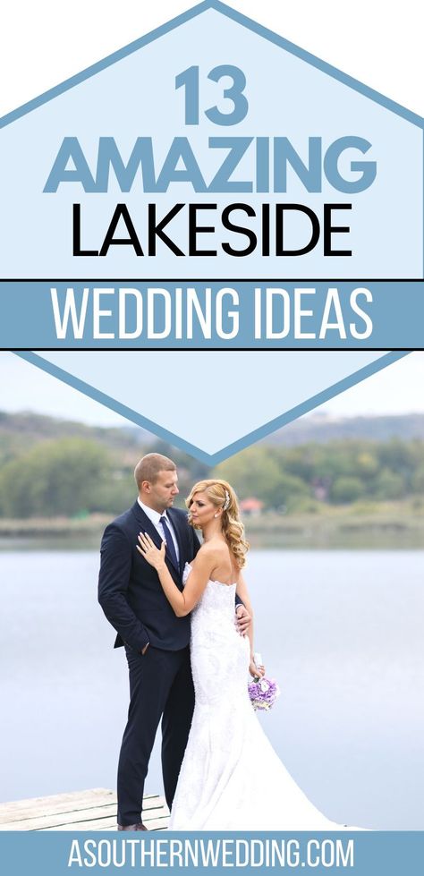 Plan a stunning lakeside wedding with these 13 best lake wedding ideas! From bar canoes to the perfect photo ops, we've got you covered for your lake wedding day dreams! #lakewedding #lakeweddingideas #lakesidewedding #cutelakewedding #drinkcanoe #cutewedding #cuteweddingideas #lakeweddinginspo #waterfrontwedding #weddingonwater #waterweddingideas #weddingonalake Wedding At The Lake Ideas, Summer Lakeside Wedding, Dock Wedding Ideas, Wedding On A Boat Ideas, Wedding On Dock, Lake Front Wedding Ideas, Lakefront Wedding Ideas, Lakehouse Wedding Ideas, Small Lake Wedding Ideas