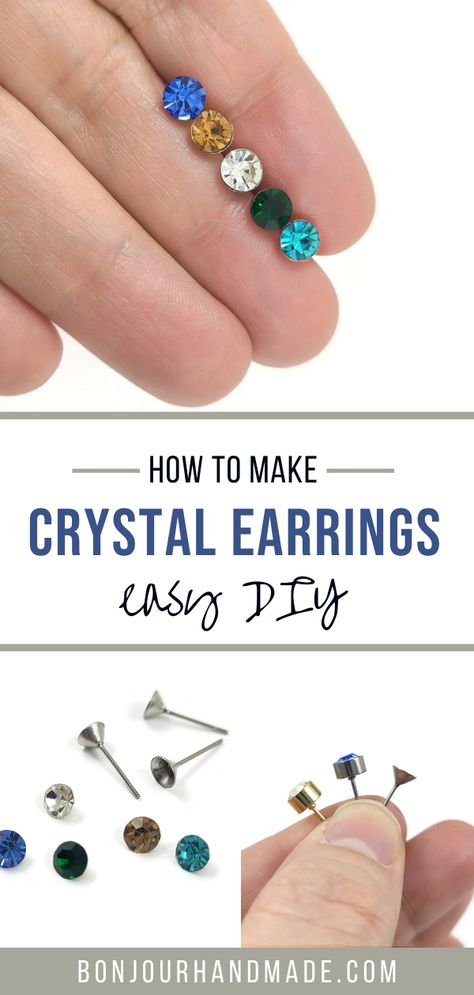 Want to add some sparkle to your accessory collection? Learn how to make your own crystal rhinestone stud earrings with our easy-to-follow tutorial. This DIY project is perfect for jewelry-making enthusiasts of all levels. Get step-by-step instructions and tips to create stunning, one-of-a-kind earrings that shine. Click here to start crafting! How To Make Stud Earrings, Diy Gemstone Earrings, Diy Earrings Studs, How To Make Crystals, Diy Roses, Earring Making, Diy Crystals, Earrings Studs, Rhinestone Studs