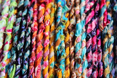 fabric twine oh-so-pretty ~ - Marveles Art Studios Recycled Fabric Art, Fabric Twine, Macrame Basket, Rug Diy, Fabric Rope, Braided Rug Diy, Jewelry Fabric, Scrap Fabric Crafts, 2024 Year