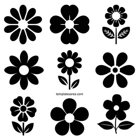 Simple Flower Silhouette, Easy Stencil Patterns, Cartoon Silhouette, Butterfly Stencil, Cricket Ideas, Flower Vector, Flower Silhouette, Silhouette Images, Stencil Patterns