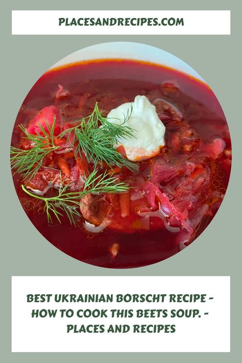 Ukrainian borscht is a traditional soup made with beets, vegetables, and meat. There is many varieties of borscht including green, red, and even cold vegan version of borscht. In this post I will share my traditional hot red borscht recipe… Red Beet Soup Borscht Recipe, Ukrainian Borscht Soup Recipe, Beets Soup, Red Borscht, Borscht Soup Recipe, Vegan Crepes Recipe, Ukrainian Borscht, Borscht Recipe, Bell Pepper Salad