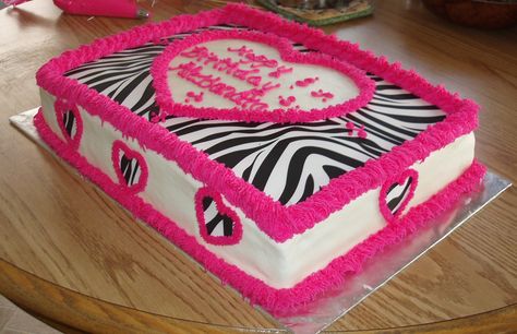 side shot of Zebra/pink cake Mcbling Party, Cake Bday, Zebra Birthday, Birthday Sheet Cakes, Zebra Cake, Special Cakes, Sheet Cakes, Special Occasion Cakes, Special Cake