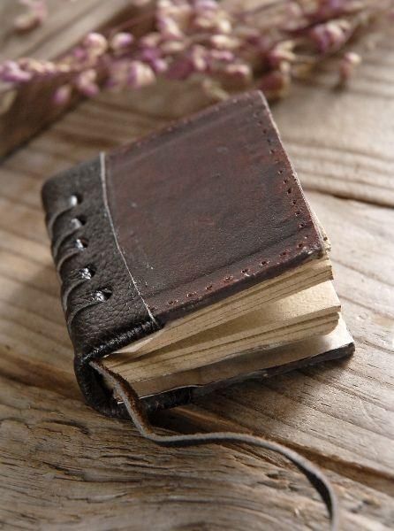 Brown Cottage, Leather Bound Journal, Leather Bound Books, Leather Book, Bookmaking, Book Arts, Stefan Salvatore, Miniature Books, Handmade Journals