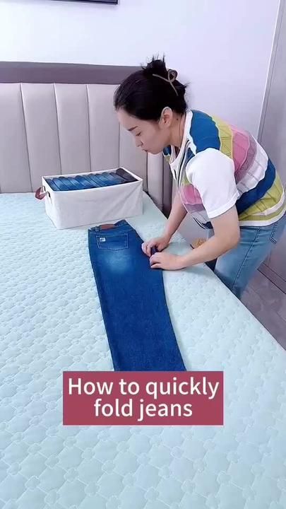 How to fold jeans🥰🥰#storagehacks #jeansfolding #howtofold #fyp #clea... | How To Fold Jeans | TikTok Folding Organization, How To Fold Jeans, Laundry Diy, Folding Jeans, Packing Folding, Travel Life Hacks, Packing Hacks Clothes, Origami Love, How To Fold