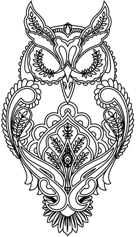 OWL Coloring Pages for Adults. Free Detailed Owl Coloring Pages Owl Coloring Book Pages, Owl Beautiful, Adult Drawing, Mandala Owl, Pretty Owl, Coloring Adult, Mandala Henna, Owl Coloring, Zentangle Mandala