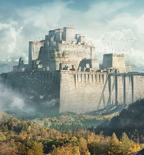 Gérico, a terceira maior cidade do continente, conhecida por ter a mais poderosa cavalaria de todo o continente. Fantasy Cities, Fantasy Locations, Fantasy Architecture, Castle Art, 다크 판타지, Fantasy City, Fantasy Castle, Fantasy Setting, Fantasy Places