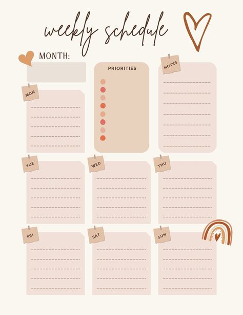 Weekly Schedule Digital Download - Etsy in 2024 | Weekly planner printable, Weekly planner free printable, Weekly planner design Weekly Planner Aesthetic Printable, Planner Outline, Printable Calendar Design, Best Weekly Planner, Weekly Planner Print, Weekly Planner Design, Assignment Planner, Weekly Overview, Daily Planner Printables Free