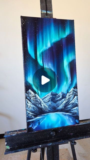 How To Paint Northern Lights, Galaxy Painting Acrylic, Northern Lights Painting, Studio Painting, Galaxy Painting, Oil Painters, Mountain Paintings, In The Studio, Aurora Borealis