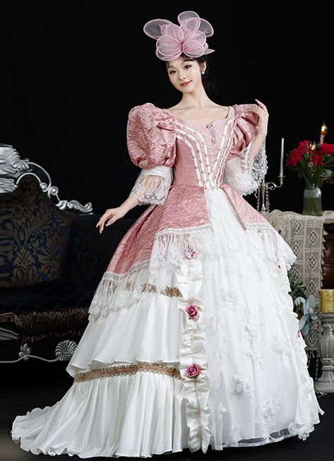 New Women Pink Rococo Baroque Masquerade Dress Princess Marie Antoinette Gown Baroque Dresses, Rococo Dresses, Pink Rococo, Marie Antoinette Dress, Victorian Dress Gown, Masquerade Party Dresses, Rococo Baroque, Marie Antoinette Dresses, Masquerade Dress