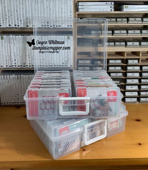 Stampin Up Storage Ideas, Stampin Up Storage Ideas Organizing, Card Making Organization, Stampin Up Craft Room Ideas, Stampin Up Stamp Storage, Stampin Up Storage, Stampin Up Organization Ideas, Paper Pumpkin Storage Ideas, Card Storage Ideas