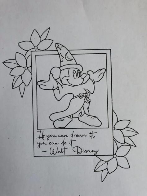 Drawings About Dreams, Disney Sketch Tattoo Sleeve, Disney And Flower Tattoo, Minnie And Daisy Tattoo, Fine Line Disney Tattoo Ideas, Carousel Of Progress Tattoo, Disney Tattoo Cover Up Ideas, Disney Knee Tattoo, Little Disney Tattoos