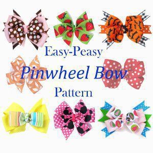 Easy Peasy Pinwheel Bow Pattern and more... Loopy Bow, Girls Hair Bows Diy, Homemade Bows, Christmas Wreath Bows, Flower Hair Bows, Christmas Tree Topper Bow, Pinwheel Bow, Hair Bow Tutorial, Tree Topper Bow