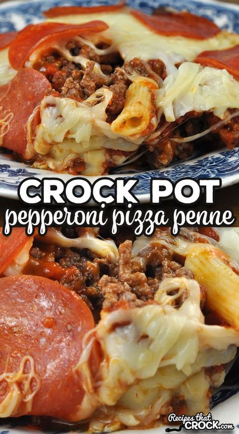 This Crock Pot Pepperoni Pizza Penne recipe is super simple to make, can be easily altered to your personal preferences and tastes great! via @recipescrock Crock Pot Pizza Pasta, Crockpot Pizza Recipes, Crock Pot Picnic Food, Pizza Crockpot Recipes, Crock Pot Pizza Casserole, Crockpot Pizza Casserole, Crockpot Pizza, Bubble Pizza, Pepperoni Pasta