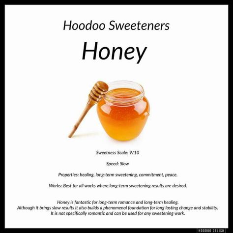 Honey - Pinned by The Mystic's Emporium on Etsy Hoodoo Herbs, Hoodoo Conjure Rootwork, Hoodoo Rootwork, Hoodoo Magic, Hoodoo Conjure, Hoodoo Spells, Voodoo Hoodoo, Bring Back Lost Lover, Magic Herbs