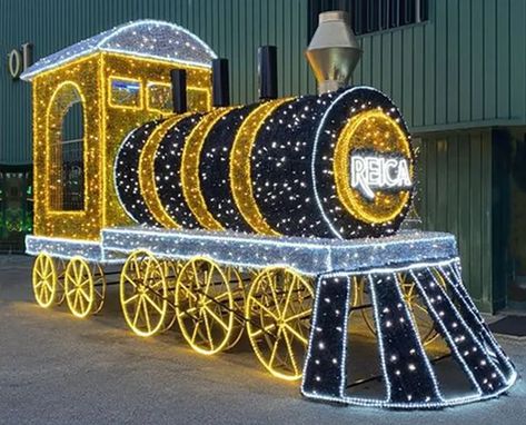 Outdoor Christmas Train Light Decoration for Sale Outdoor Christmas Train Diy, Exterior Christmas Lights, Christmas Parade Floats, Train Christmas, Christmas Classroom Door, Train Light, Train Decor, Decoration Lights, Led Rope Lights