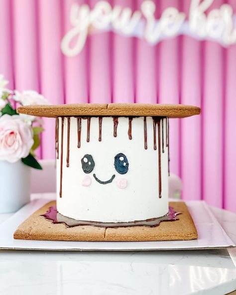 Calling all cuteness lovers! 🥹 New to the Collection is our S’more Cutie Cake. This 6” three layered cake will be available for your party needs in different flavors. Serves 8-12 guests. Save time and add the cake to your birthday party package or pre-order for your next event. Contact us for info. #smores #cake #birthdaycake #marshmallows #cedarpark #leander #roundrock #austin #chocolate Toasted Marshmallow Cake, It's S'more Fun To Be One, Cutie Cake, Graham Cookies, Smores Cake, Vanilla Caramel, Layered Cake, Party Needs, Chocolate Lover